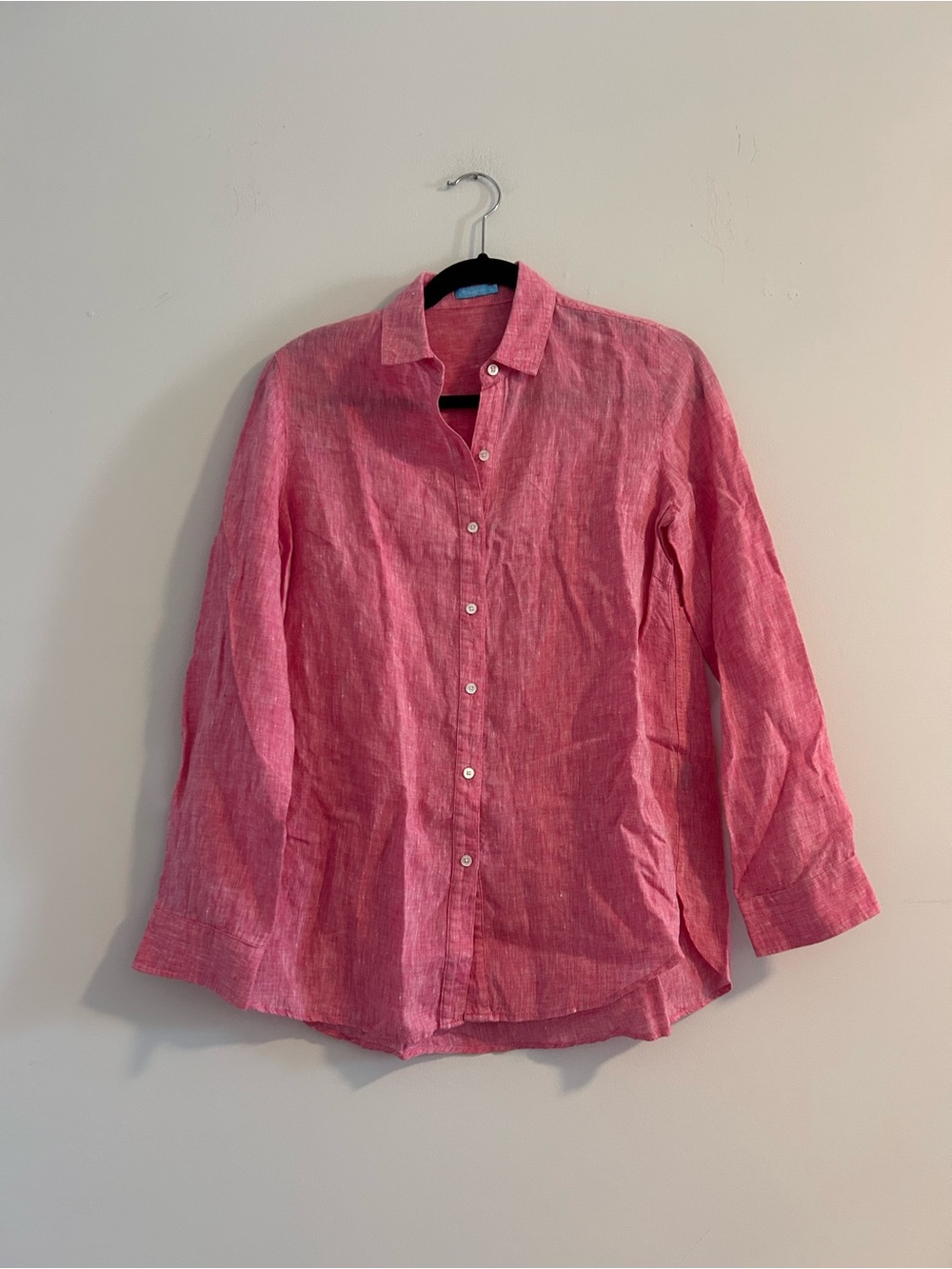 J McLaughlin Women’s Pink Linen Button-Down Shirt Classic Relaxed Fit